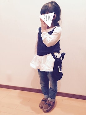 「5歳」｜「アイテム（モカシン/デッキシューズ）」を使った、pepeさん（キッズ・100cm）の春コーディネート