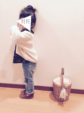 「アイテム（かごバッグ）」を使った、pepeさん（キッズ・90cm）の春コーディネート