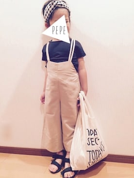 「SEVENDAYS=SUNDAY（セブンデイズサンデイ）のアイテム（オールインワン・サロペット）」を使った、pepeさん（キッズ・110cm）の春コーディネート