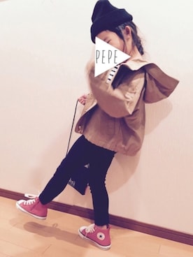 「アイラブCONVERSE」｜「アイテム（マウンテンパーカー）」を使った、pepeさん（キッズ・110cm）の冬コーディネート