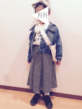 「靴下チラ見せ」｜「アイテム（ワンピース/ドレス）」を使った、pepeさん（キッズ・110cm）の春コーディネート