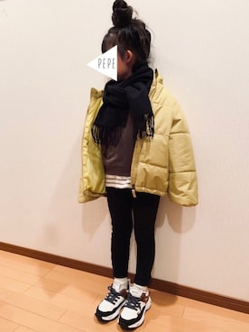 「devirock（デビロック）のアイテム（その他アウター）」を使った、pepeさん（キッズ・110cm）の冬コーディネート