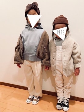 「ブルーグレー」｜pepeさん（キッズ・110cm）の冬コーディネート