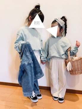 「ミントグリーン」｜「アイテム（ジャケット/アウター）」を使った、pepeさん（キッズ・110cm）の春コーディネート
