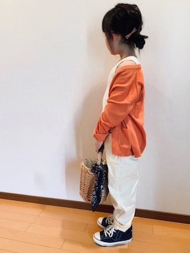 「アイテム（かごバッグ）」を使った、pepeさん（キッズ・120cm）の春コーディネート