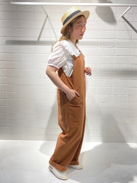 「レトロ」｜「アイテム（サロペット/オーバーオール）」を使った、Moteki＊さん（レディース・155cm）の春コーディネート