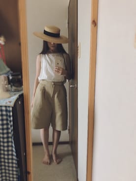 「note et silence （ノートエシロンス）のアイテム（パンツ）」を使った、mkさん（レディース・157cm）の夏コーディネート