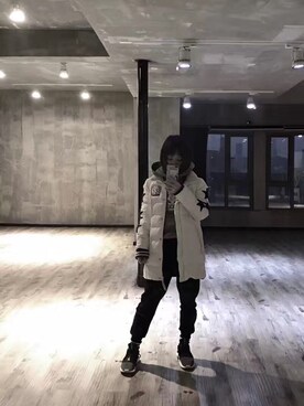 「adidas Originals（アディダスオリジナルス）のアイテム（スニーカー、ブラック系）」を使った、浮轩木有豆豆さん（レディース・155cm）の夏コーディネート