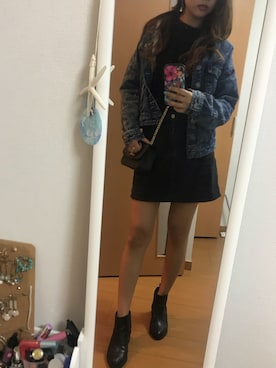 「秋のブラウンスタイル」｜「アイテム（デニムジャケット）」を使った、SAKIPONさん（レディース・160cm）の秋コーディネート