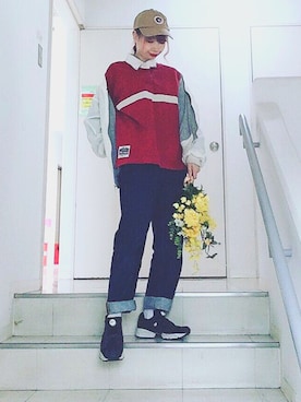 「古着好きな人と繋がりたい」｜「アイテム（ブルゾン）」を使った、しゅわさん（レディース・159cm）の春コーディネート