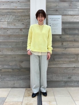 「BEAUTY&YOUTH UNITED ARROWS（ビューティーアンドユースユナイテッドアローズ）のBY∴ TRADITIONAL エコデニムワイドテーパードパンツ（デニムパンツ）」を使った、武藤 美緒さん（レディース・162cm）の冬コーディネート