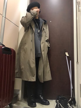 「PARADOX（パラドックス）のアイテム（パンツ）」を使った、がっちさん（メンズ・163cm）の冬コーディネート