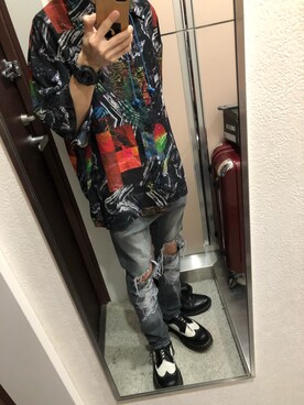 「PARADOX（パラドックス）のアイテム（パンツ）」を使った、がっちさん（メンズ・163cm）の春コーディネート