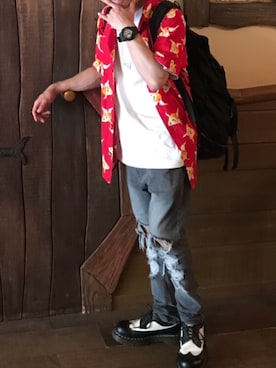 「PARADOX（パラドックス）のアイテム（パンツ）」を使った、がっちさん（メンズ・163cm）の春コーディネート
