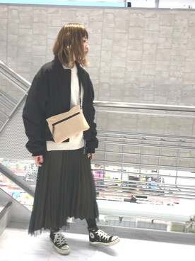 minakoさんの「チュールonプリーツスカート」を使ったコーディネート