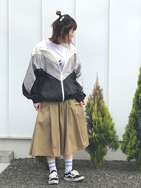 「ミッキーT」｜「アイテム（ブルゾン）」を使った、minakoさん（レディース・160cm）の夏コーディネート