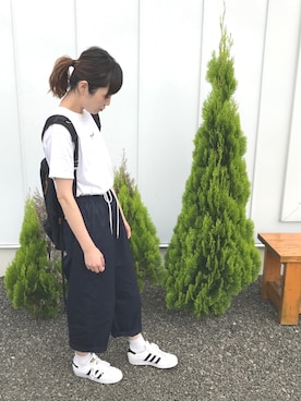 「FREAK'S STORE（フリークスストア）のFREDRIK PACKERS/フレドリックパッカーズ 別注500D DAY PACK （バックパック/リュック）」を使った、minakoさん（レディース・160cm）の夏コーディネート