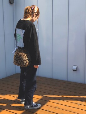 「WEGO（ウィゴー）のWEGO/【WEB限定】デニムストレートワイドパンツ（デニムパンツ）」を使った、minakoさん（レディース・160cm）の秋コーディネート