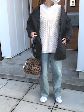 「CONVERSE（コンバース）のALL STAR HI（スニーカー）」を使った、minakoさん（レディース・160cm）の秋コーディネート