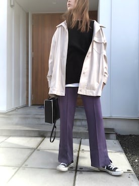 「アイテム（カバーオール、ホワイト系）」を使った、minakoさん（レディース・160cm）の秋コーディネート