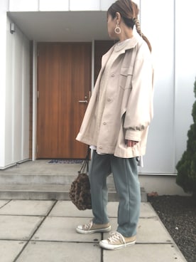 「アイテム（カバーオール、ホワイト系）」を使った、minakoさん（レディース・160cm）の秋コーディネート