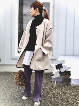 「CONVERSE（コンバース）のALL STAR HI（スニーカー）」を使った、minakoさん（レディース・160cm）の秋コーディネート
