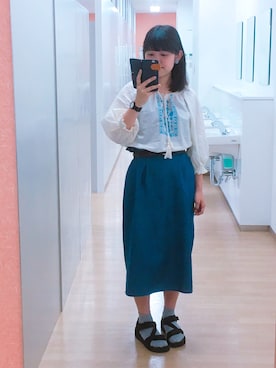 「CASIO（カシオ）の【海外モデル】CASIO MENS/ANALOGUE ARABIC【腕時計】（アナログ腕時計、ホワイト系）」を使った、るーさん（レディース）の春コーディネート