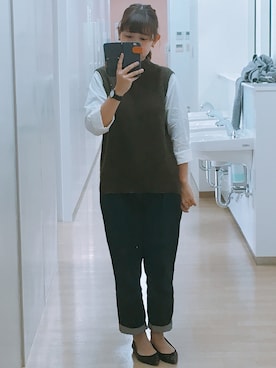 「PAGEBOY（ページボーイ）のハイネックニットドッキングプルオーバー（ニット/セーター、グリーン系）」を使った、るーさん（レディース）の秋コーディネート