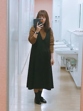 「rps（アールピーエス）のアイテム（ジャンパースカート）」を使った、るーさん（レディース・154cm）の冬コーディネート