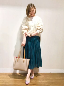 「GLOBAL WORK（グローバルワーク）のポーチツキトート/819330（トートバッグ）」を使った、kiyokawa【ヨドバシ吉祥寺店】さん（レディース・170cm）の冬コーディネート