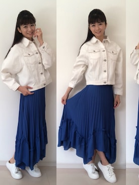 「リエディ」｜「アイテム（デニムジャケット）」を使った、Miki Tonomuraさん（レディース・165cm）の春コーディネート