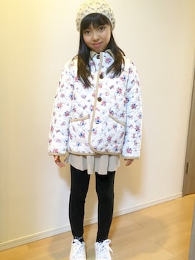 「no brand（ノーブランド）のアイテム（ハンチング/ベレー帽）」を使った、Kaoさん（キッズ・125cm）の春コーディネート