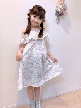 「la poche biscuit（ラポシェビスキュイ）のアイテム（ワンピース/ドレス）」を使った、Kaoさん（キッズ・127cm）の春コーディネート