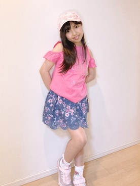 「no brand（ノーブランド）のアイテム（キャップ）」を使った、Kaoさん（キッズ・127cm）の夏コーディネート