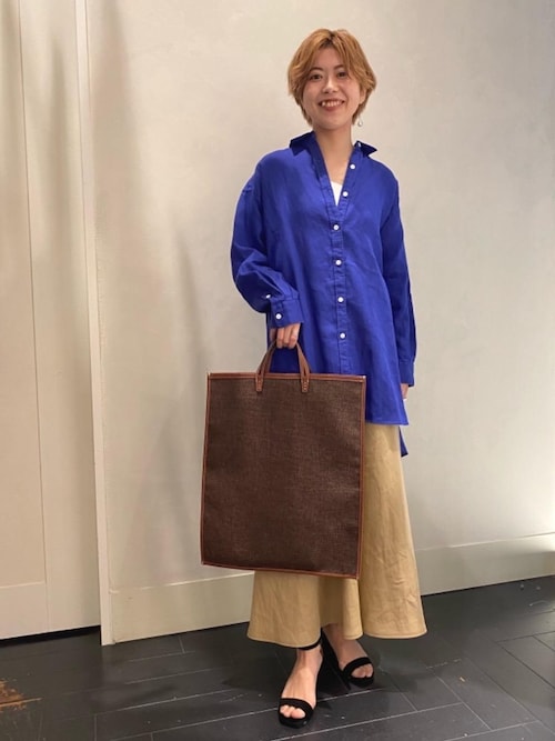 ユナイテッドアローズ ゆったりリネンスリットロングシャツ