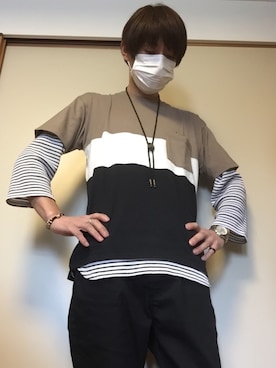 「しまむら（シマムラ）のアイテム（チノパンツ）」を使った、tommmyさん（メンズ・163cm）の春コーディネート