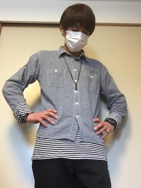「しまむら（シマムラ）のアイテム（チノパンツ）」を使った、tommmyさん（メンズ・163cm）の春コーディネート