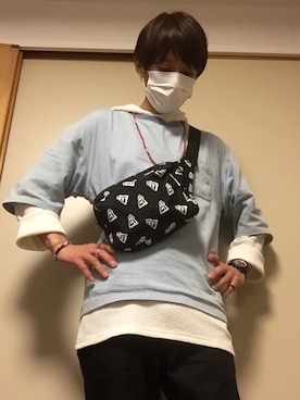 「しまむら（シマムラ）のアイテム（チノパンツ）」を使った、tommmyさん（メンズ・163cm）の春コーディネート
