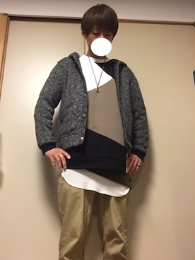 「しまむら（シマムラ）のアイテム（チノパンツ）」を使った、tommmyさん（メンズ・163cm）の冬コーディネート