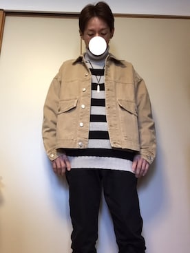 「しまむら（シマムラ）のアイテム（チノパンツ）」を使った、tommmyさん（メンズ・163cm）の冬コーディネート