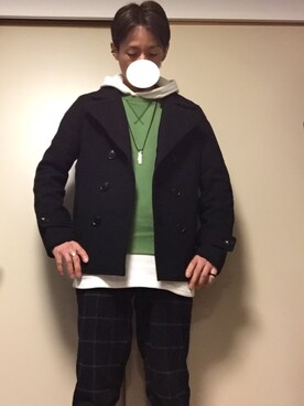 「Confirm（コンファーム）のアイテム（ピーコート）」を使った、tommmyさん（メンズ・163cm）の春コーディネート