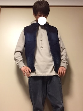 「Right-on（ライトオン）のアイテム（ダウンベスト）」を使った、tommmyさん（メンズ・163cm）の春コーディネート