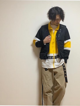 「アイテム（ジャージ）」を使った、KAZUKIさん（メンズ・177cm・20代）の冬コーディネート
