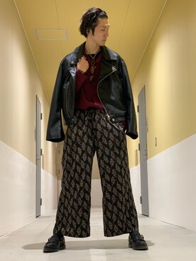 「WEGO（ウィゴー）のアイテム（ライダースジャケット）」を使った、KAZUKIさん（メンズ・177cm）の秋コーディネート