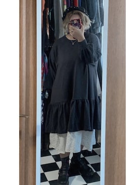 「スウェットワンピース」｜「アイテム（その他シューズ）」を使った、kiinaさん（レディース・150cm）の秋コーディネート