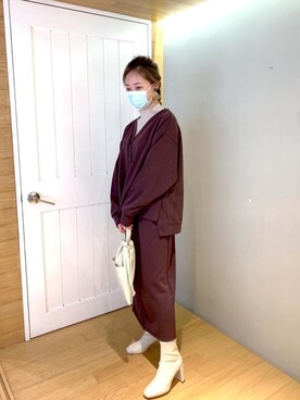 「LOWRYS FARM（ローリーズファーム）のストレッチヒールブーツ　851418（ブーツ）」を使った、michelletszさん（レディース・154cm）の秋コーディネート