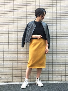「NOMBRE IMPAIR（ノンブルアンペール）のアイテム（ライダースジャケット）」を使った、RolladeX STAFFさん（レディース・160cm）の秋コーディネート