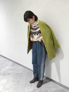 「テーパードデニム」｜「アイテム（その他アウター）」を使った、RolladeX STAFFさん（レディース・160cm）の冬コーディネート