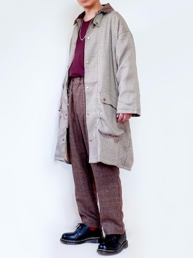 「チェック柄に恋してる」｜「アイテム（その他アウター）」を使った、ヒデさん（メンズ・165cm）の秋コーディネート