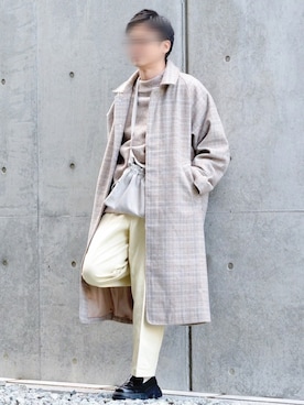 「CREARE LINO」｜「アイテム（ステンカラーコート）」を使った、ヒデさん（メンズ・165cm）の冬コーディネート